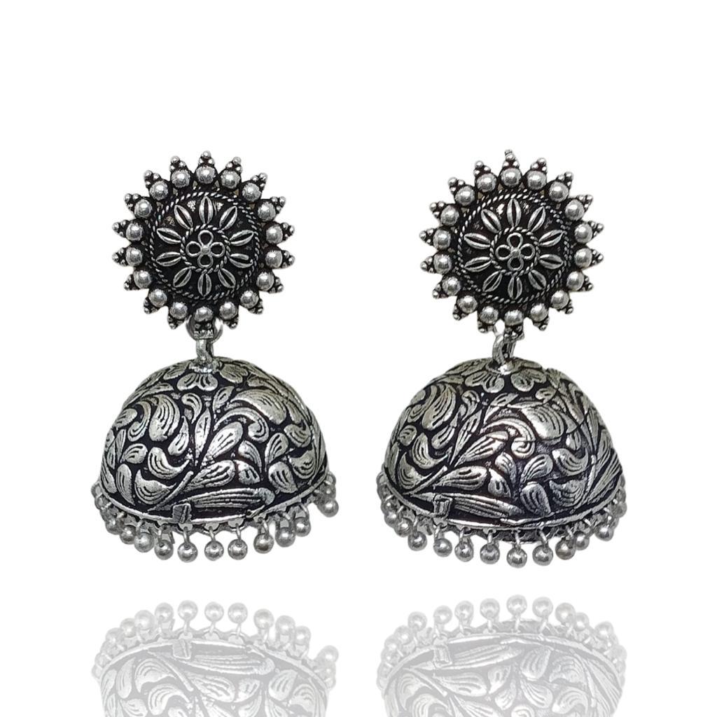 Oxidized Jhumka Earrings