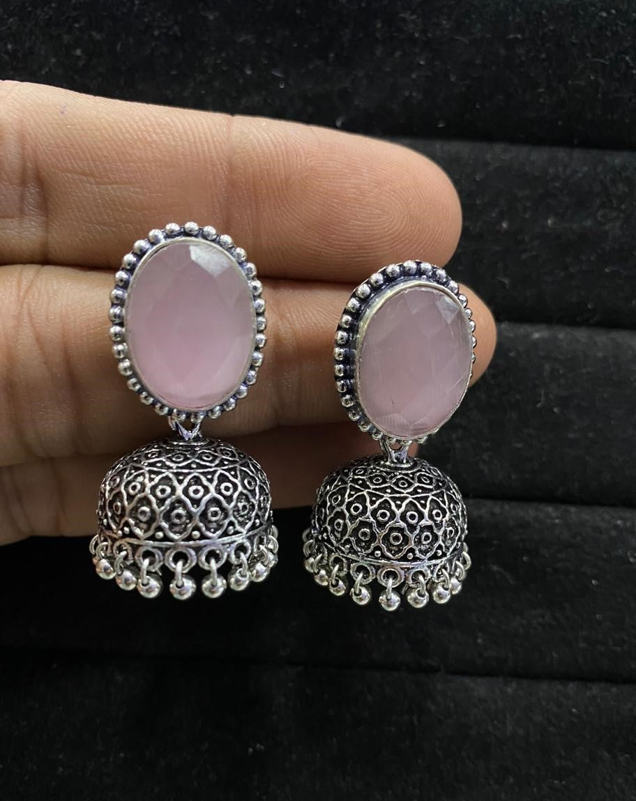 German Silver Dangling Bell Jhumkhi Earrings
