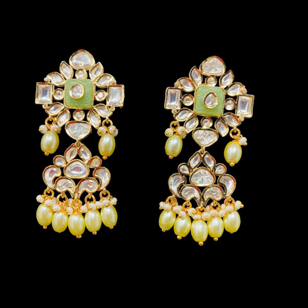 Polki Kundan Long Pearl Jewelry Set