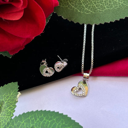 Hearts Pendant Necklace in 925 Silver