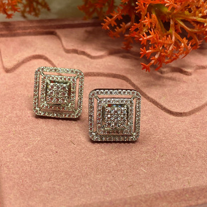 CZ Stud Square Earrings