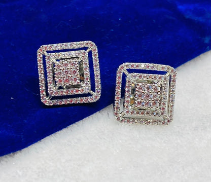 CZ Stud Square Earrings