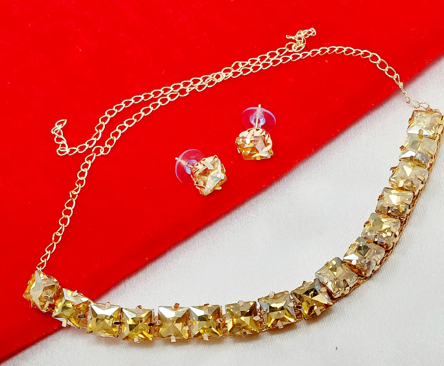 Gold Plated Diamond Choker Necklace Set