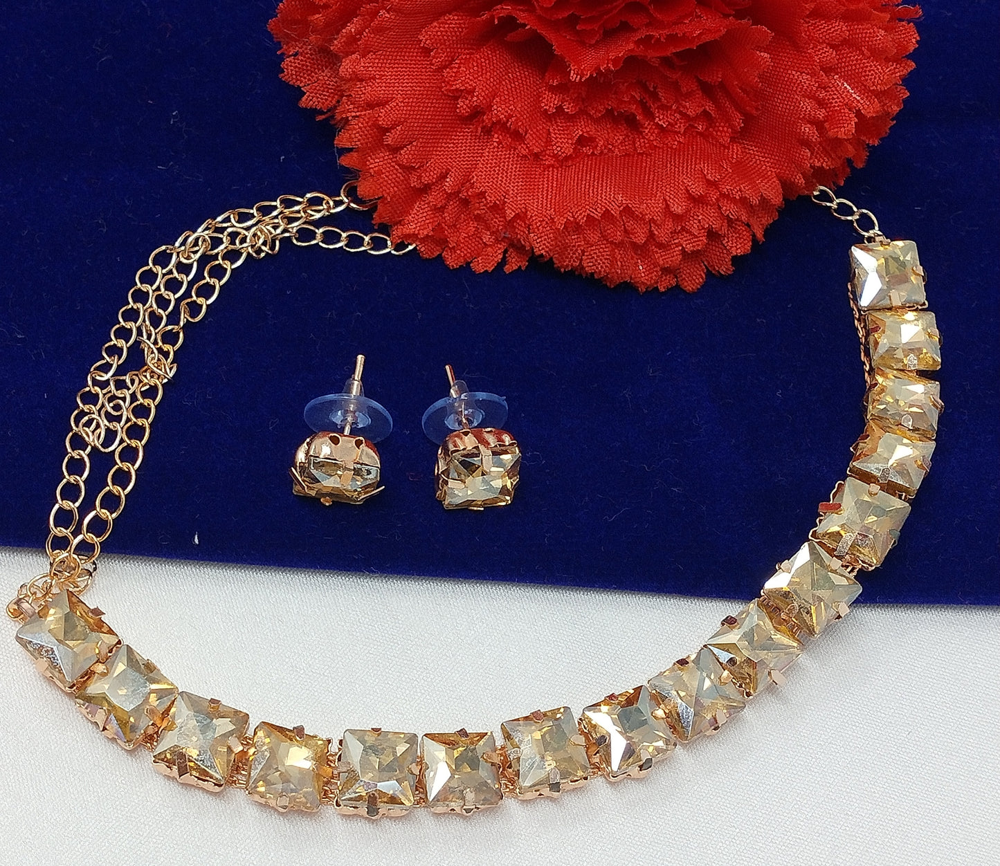 Gold Plated Diamond Choker Necklace Set