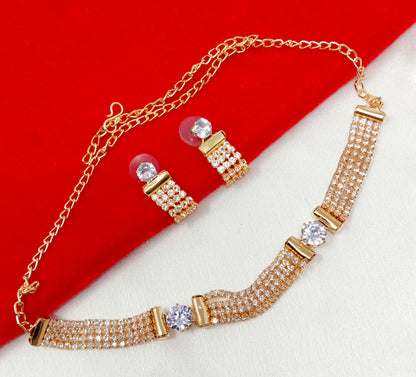 Gold Plated Diamond Choker Necklace Set