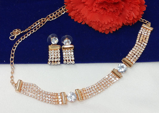 Gold Plated Diamond Choker Necklace Set