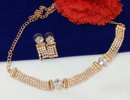 Gold Plated Diamond Choker Necklace Set