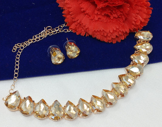 Gold Plated Diamond Choker Necklace Set