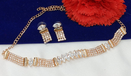 Radiant Diamond Adorned Choker Necklace Set