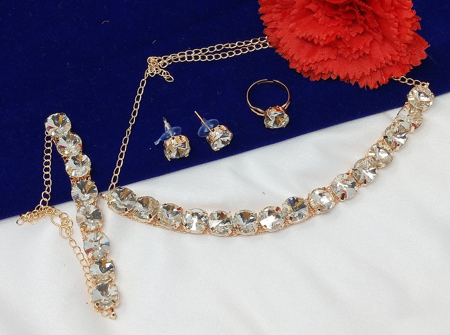 Gold Plated Diamond Choker Necklace Set