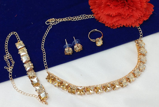 Gold Plated Diamond Choker Necklace Set