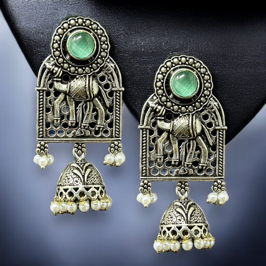 German Silver Dangler Jhumka Earrings
