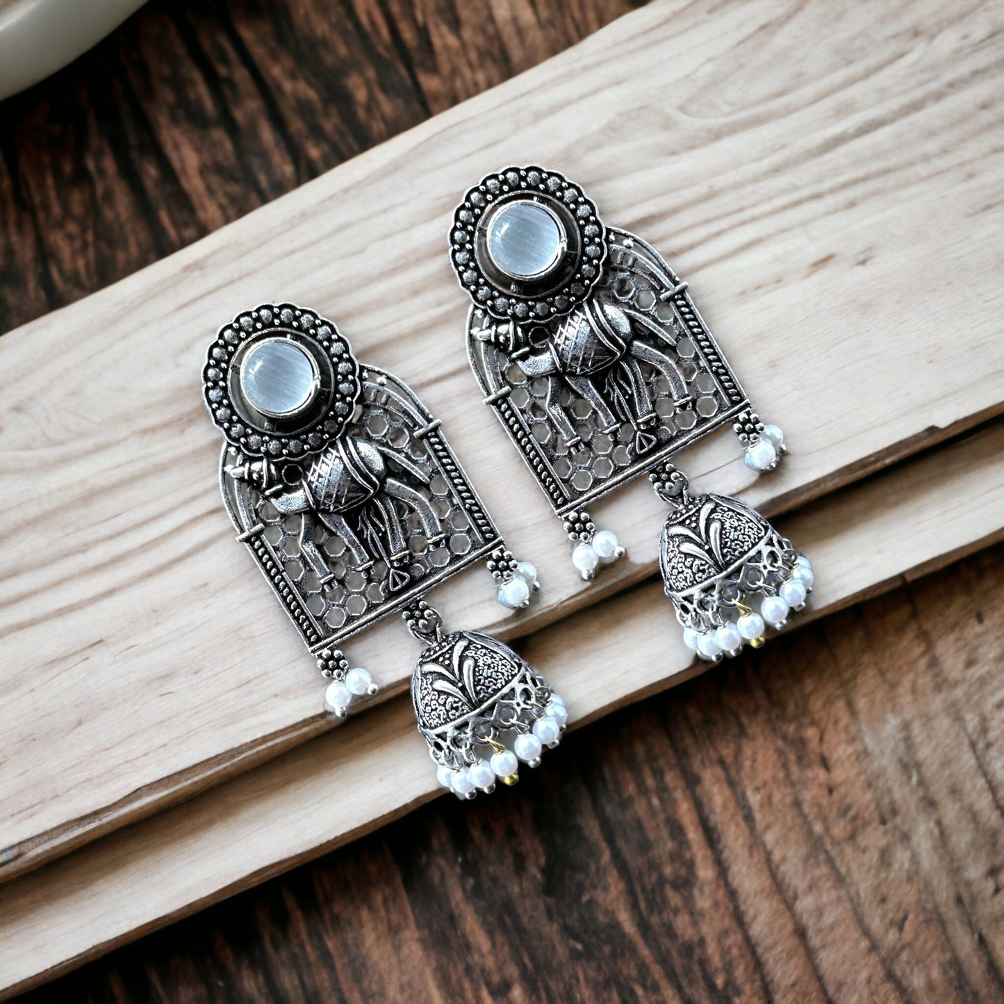 German Silver Dangler Jhumka Earrings