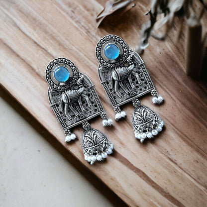 German Silver Dangler Jhumka Earrings