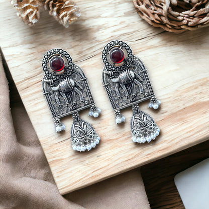 German Silver Dangler Jhumka Earrings