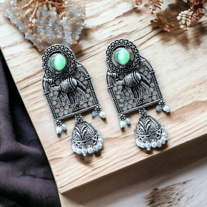 German Silver Dangler Jhumka Earrings