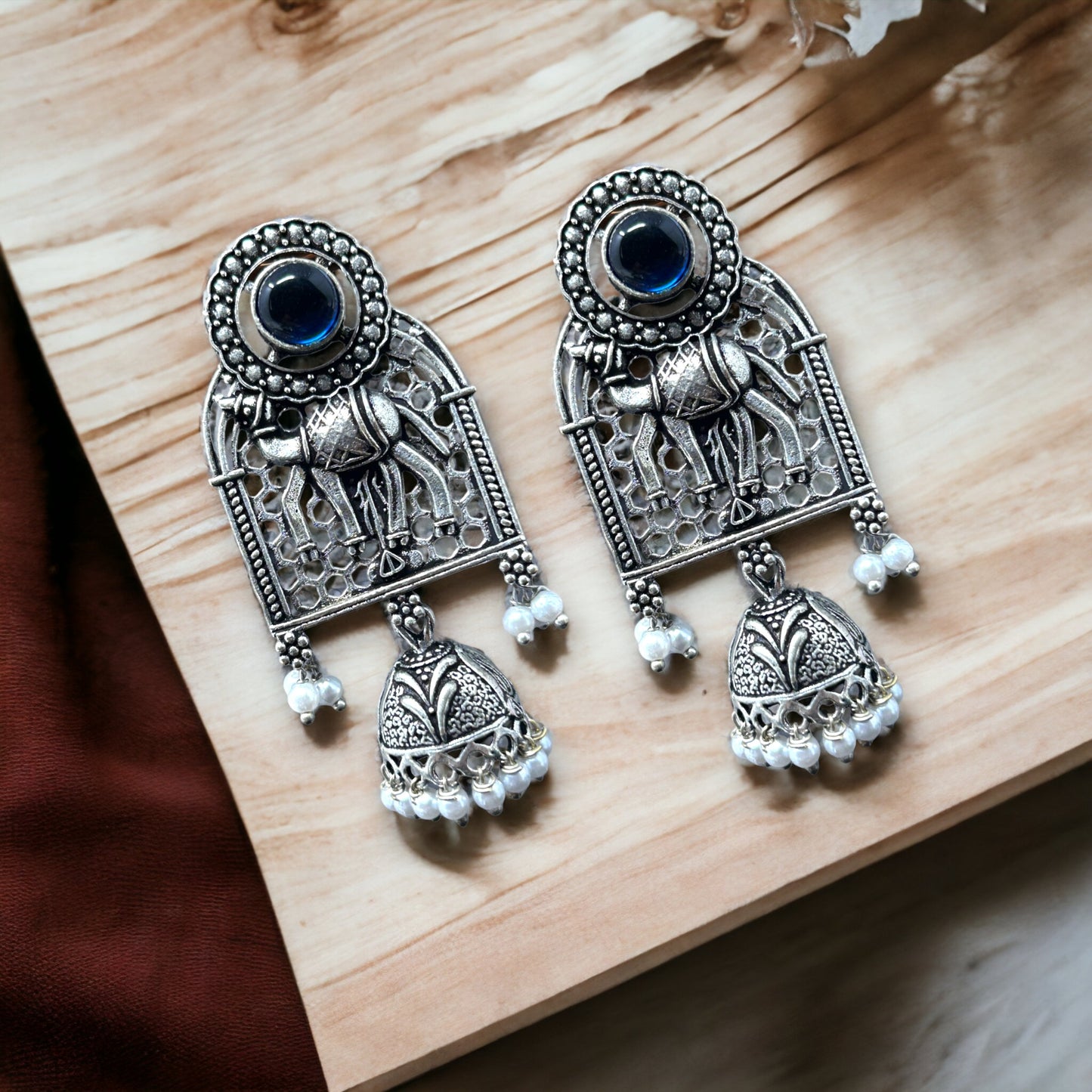 German Silver Dangler Jhumka Earrings