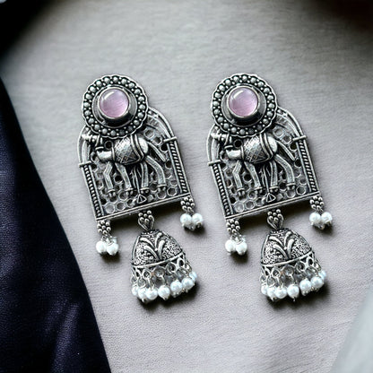 German Silver Dangler Jhumka Earrings