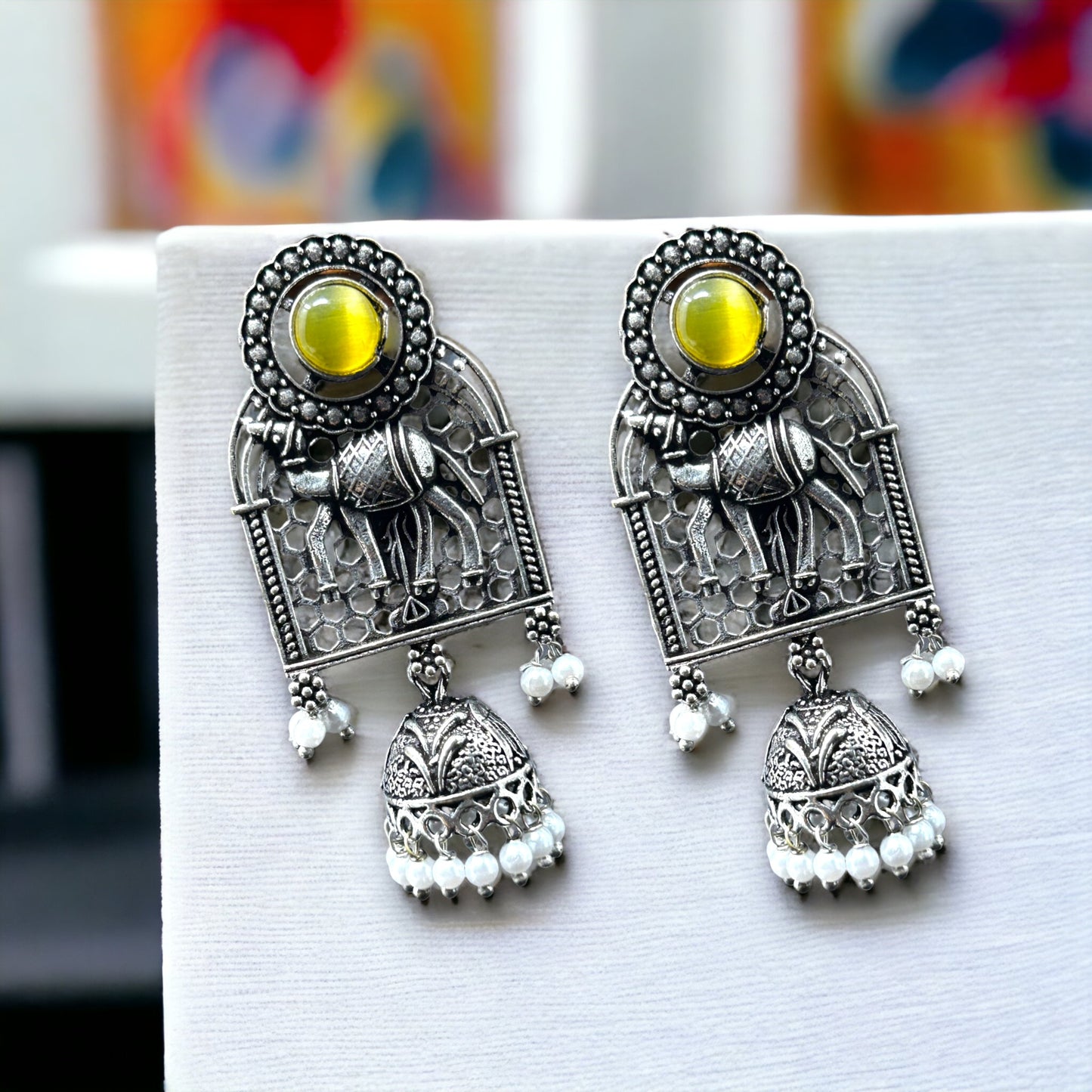 German Silver Dangler Jhumka Earrings