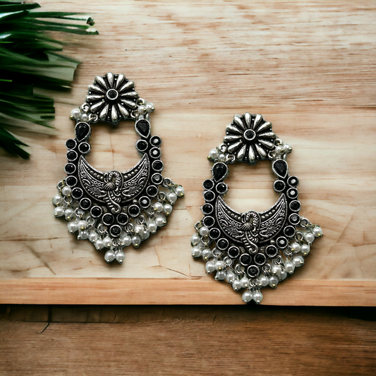 Oxidized German Silver Drop Earrings