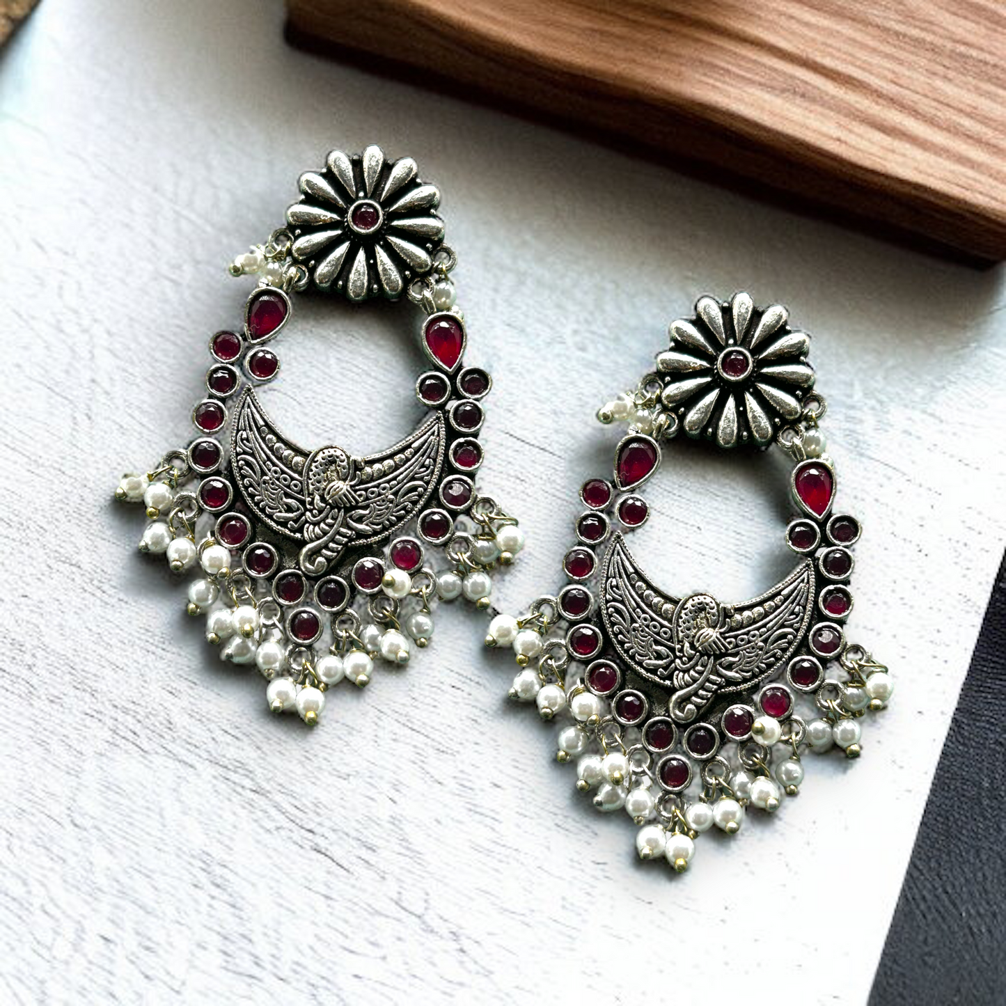 Oxidized German Silver Drop Earrings
