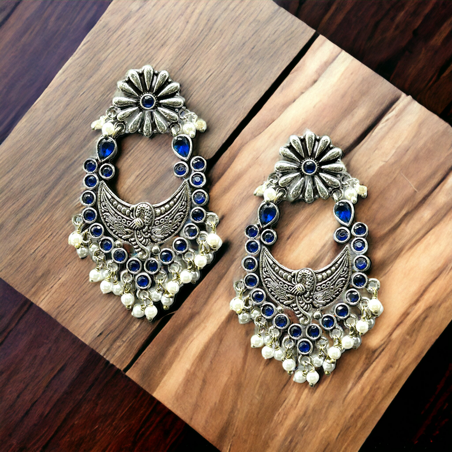 Oxidized German Silver Drop Earrings