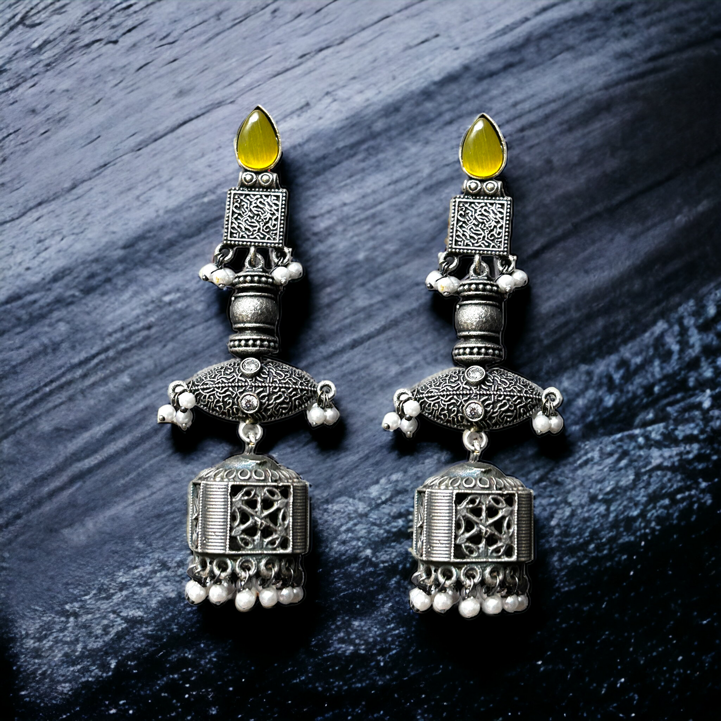 Oxidized German Silver long Jhumka Earrings