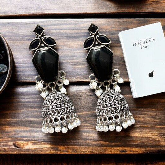 German Silver Jhumka Earrings