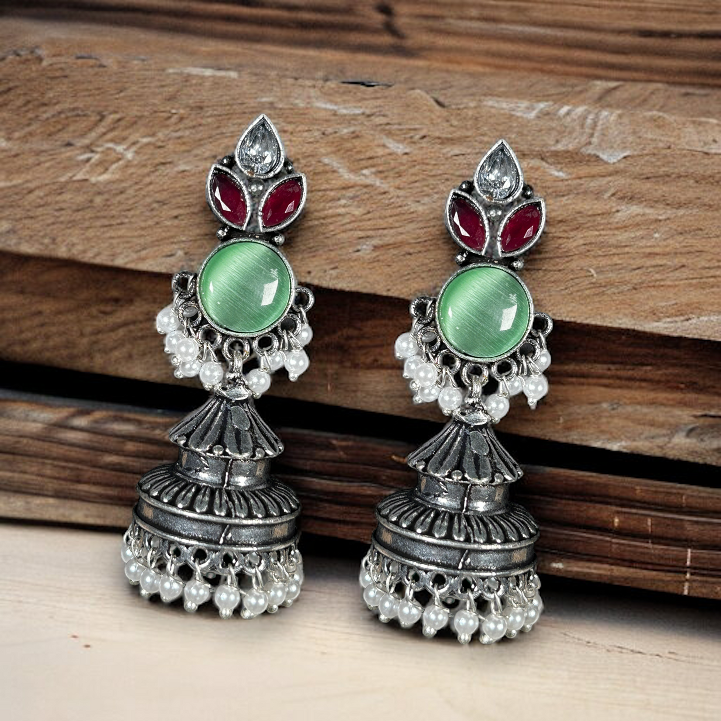 Oxidized German Silver Long Jhumka Earrings