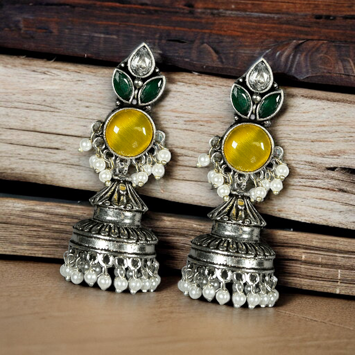 Oxidized German Silver Long Jhumka Earrings