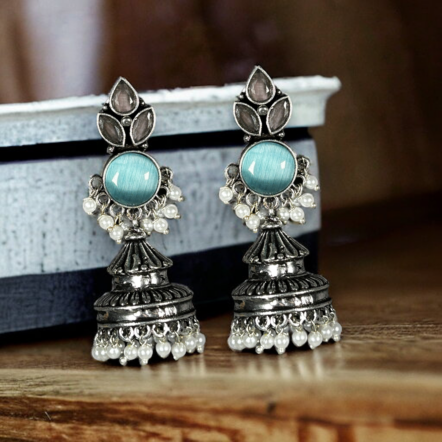 Oxidized German Silver Long Jhumka Earrings