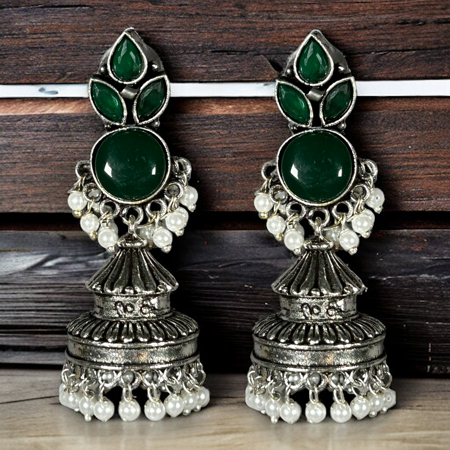 Oxidized German Silver Long Jhumka Earrings
