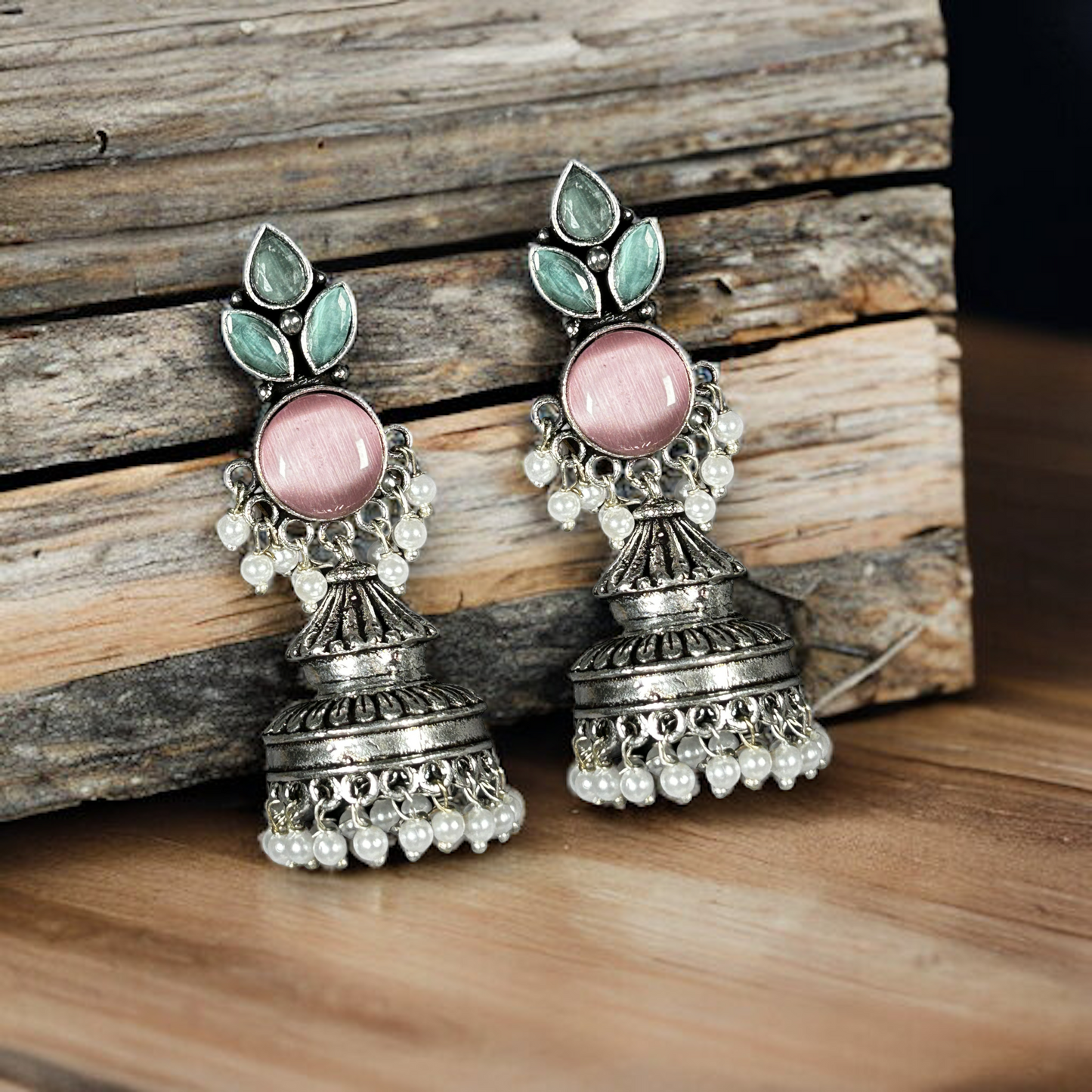 Oxidized German Silver Long Jhumka Earrings