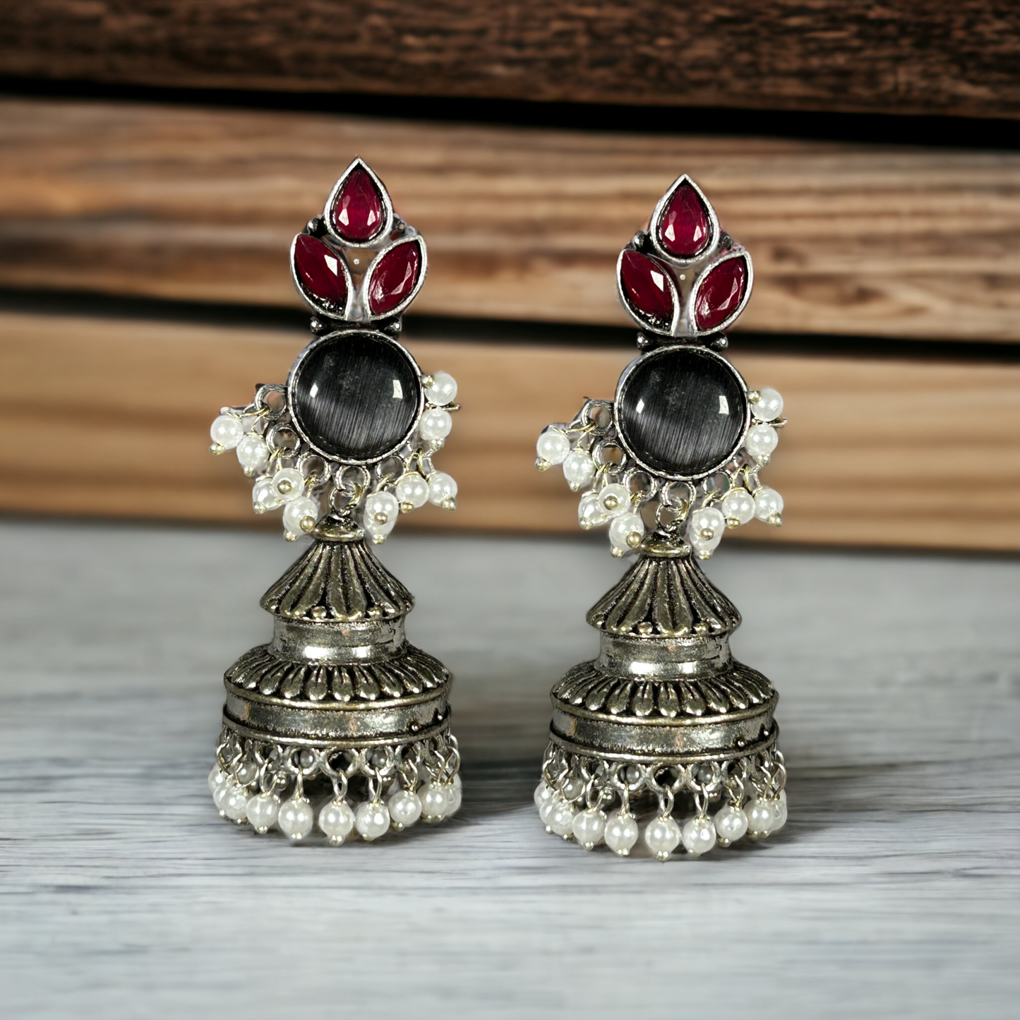 Oxidized German Silver Long Jhumka Earrings