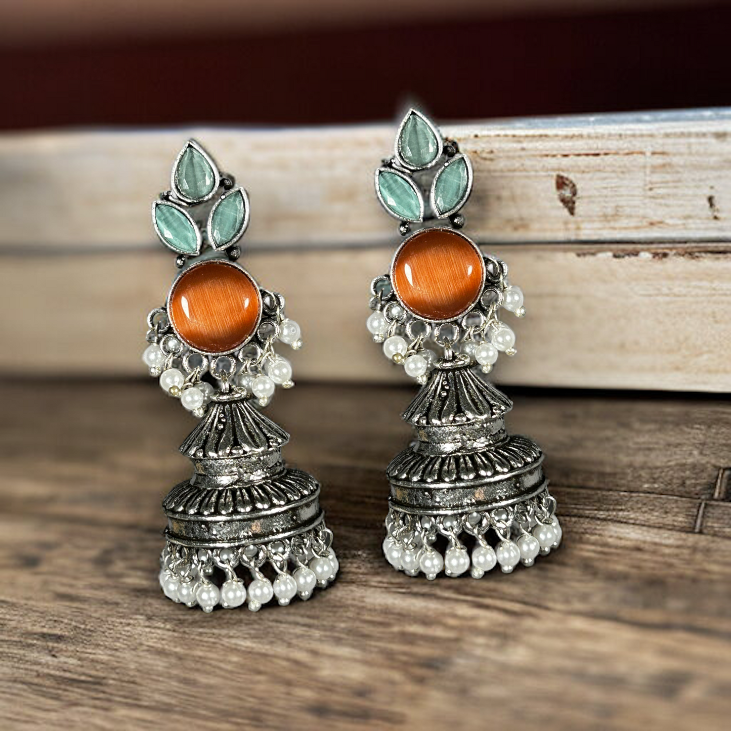 Oxidized German Silver Long Jhumka Earrings