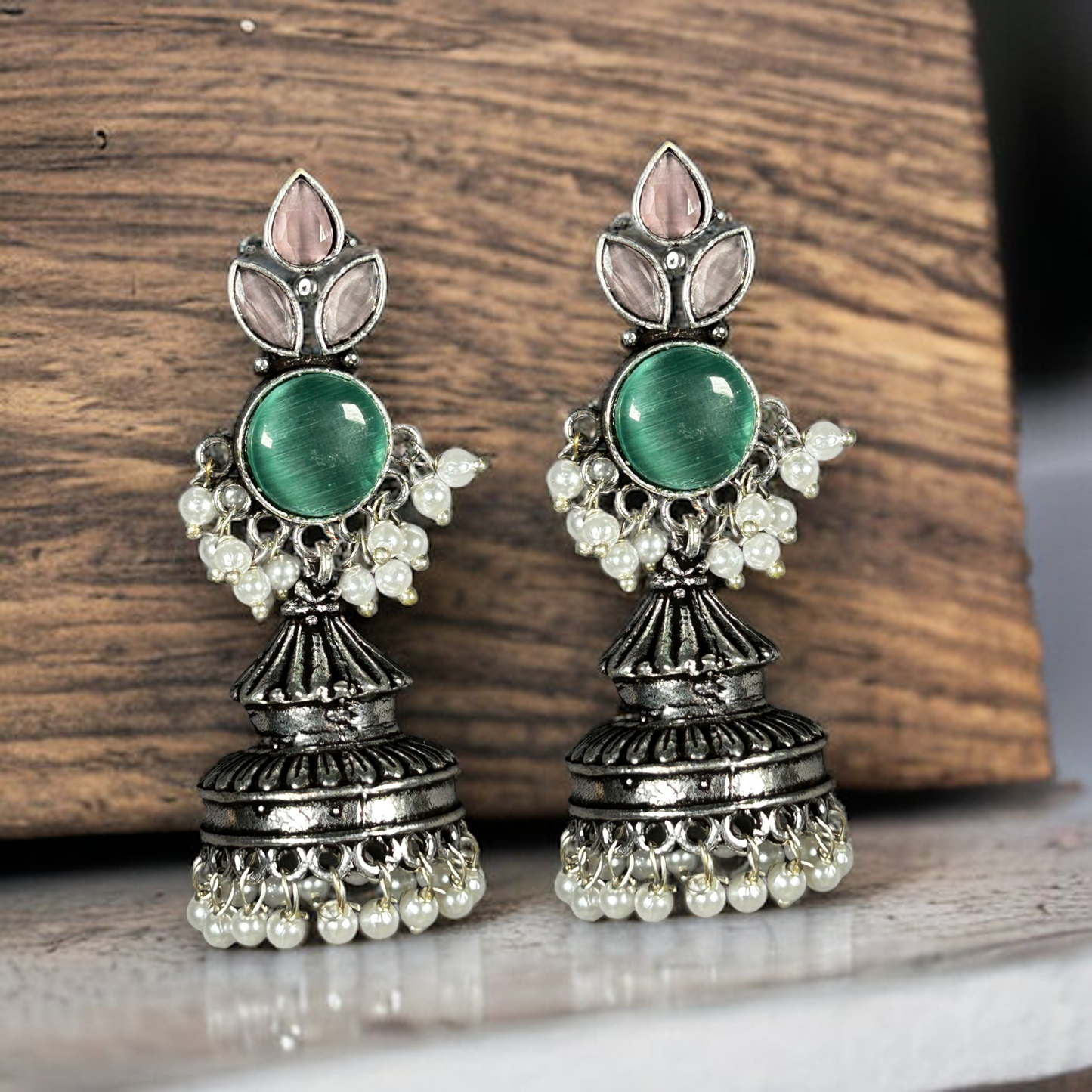 Oxidized German Silver Long Jhumka Earrings