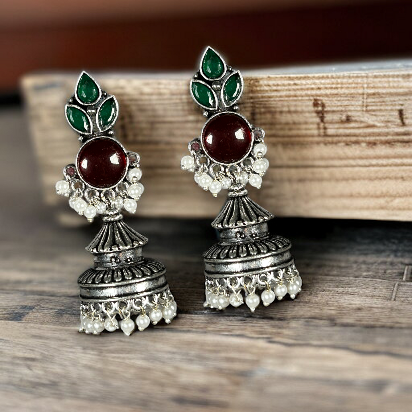 Oxidized German Silver Long Jhumka Earrings