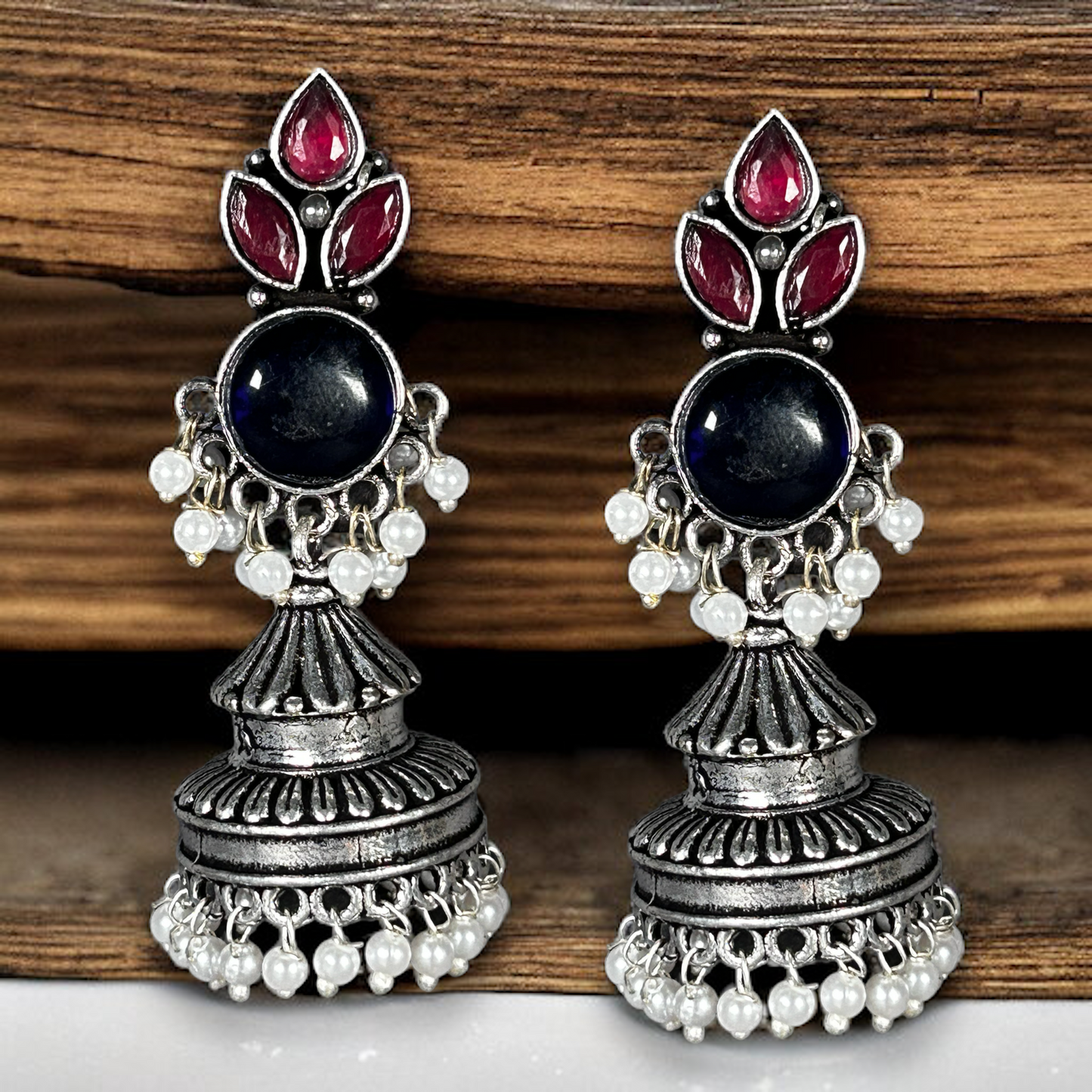 Oxidized German Silver Long Jhumka Earrings
