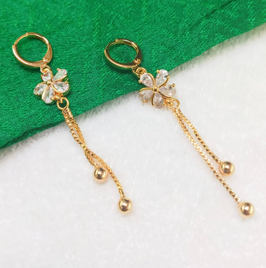 Gold Plated Diamond Studded Dangler Earrings