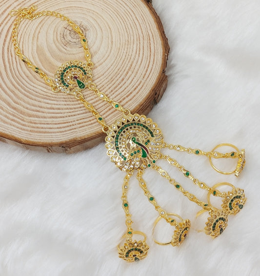 Traditional Gold Plated Diamond Studded Hath Phool Bracelets