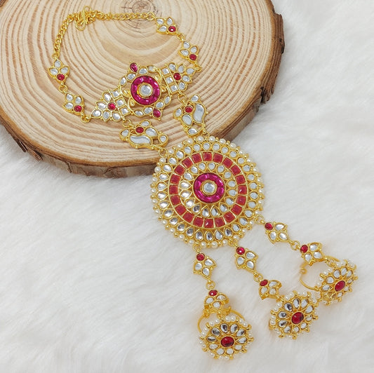 Traditional Gold Plated Kundan HathPhool Bracelets