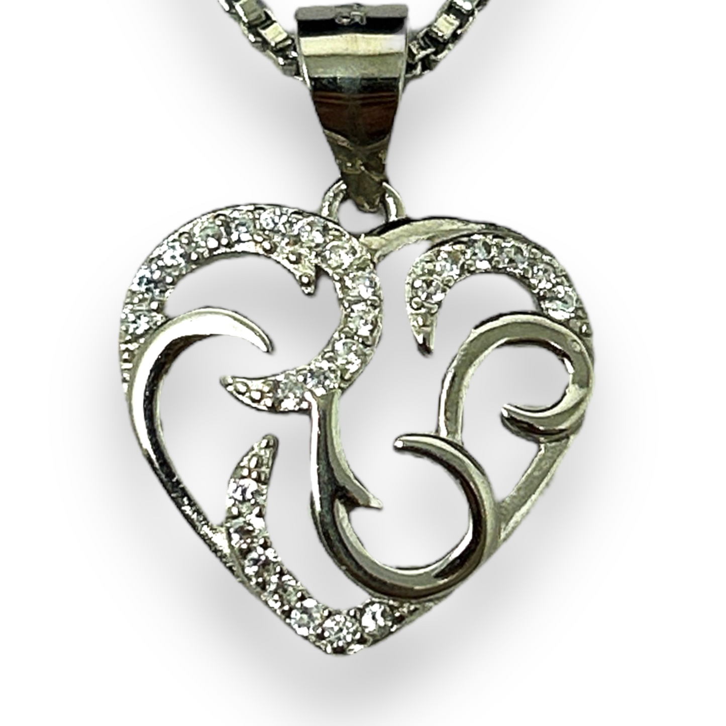 925 Sterling Silver Heart Shape Necklace & Earrings