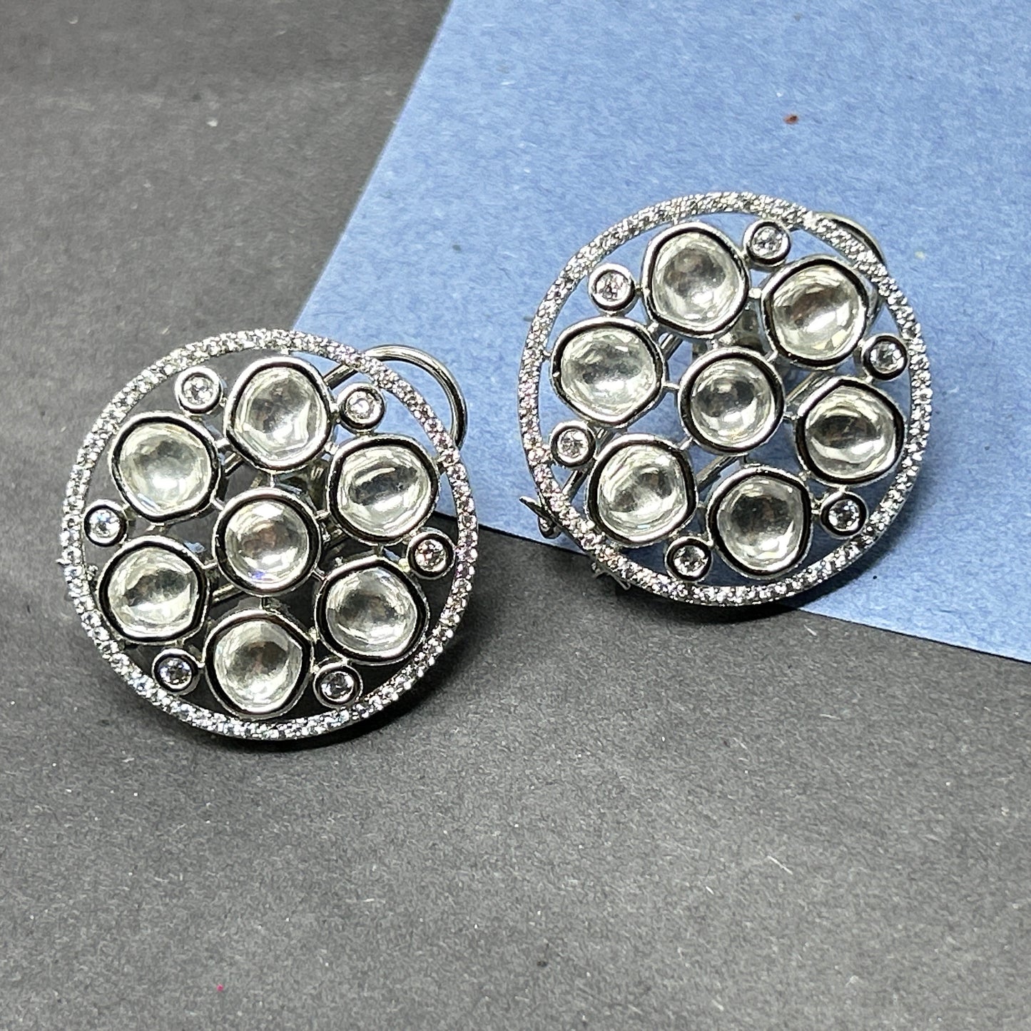 Round Stud Kundan Earrings