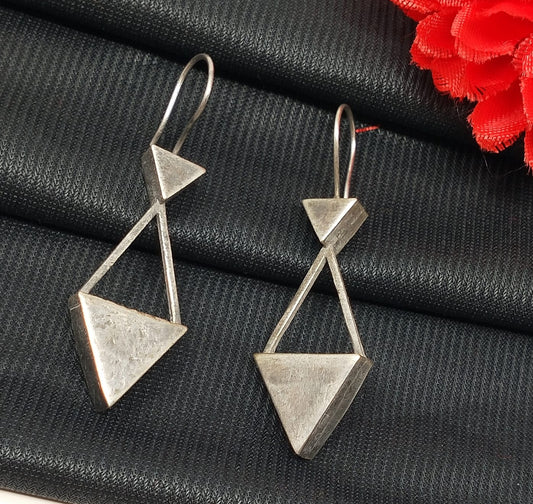 Silver Plated Arrow Oxidized Earrings