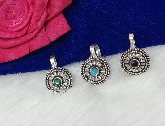 Oxidized Silver Indo Western Fashion Jewellery Nose Pin - Combo of 3