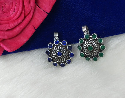 Oxidized Silver Indo Western Fashion Jewellery Nose Pin - Combo of 2