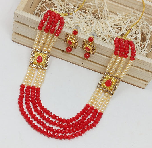 Royal Red Pearl Long Jewelry Set