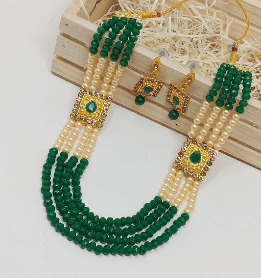 Royal Green Pearl Long Jewelry Set