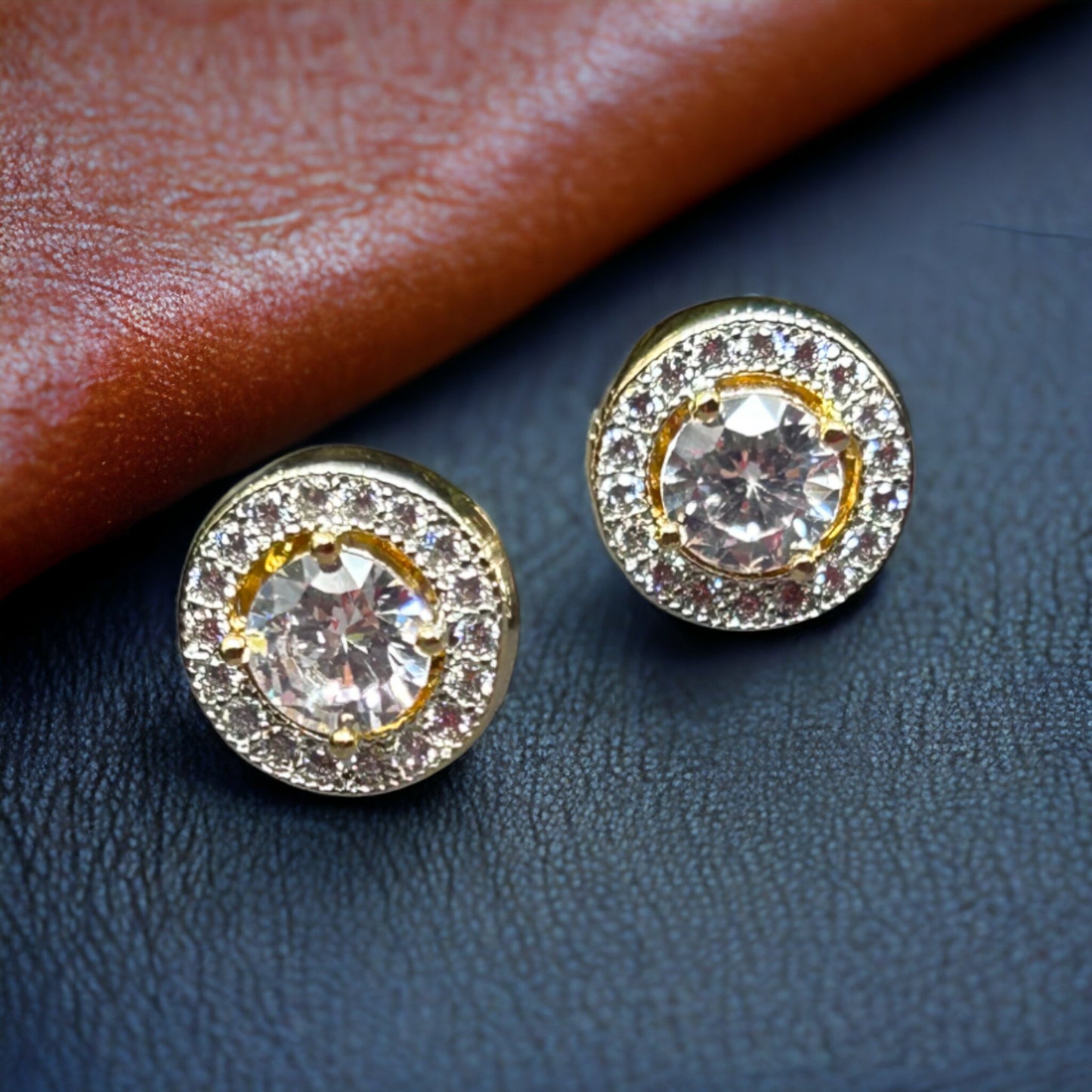 Round CZ Diamond Stud Earrings