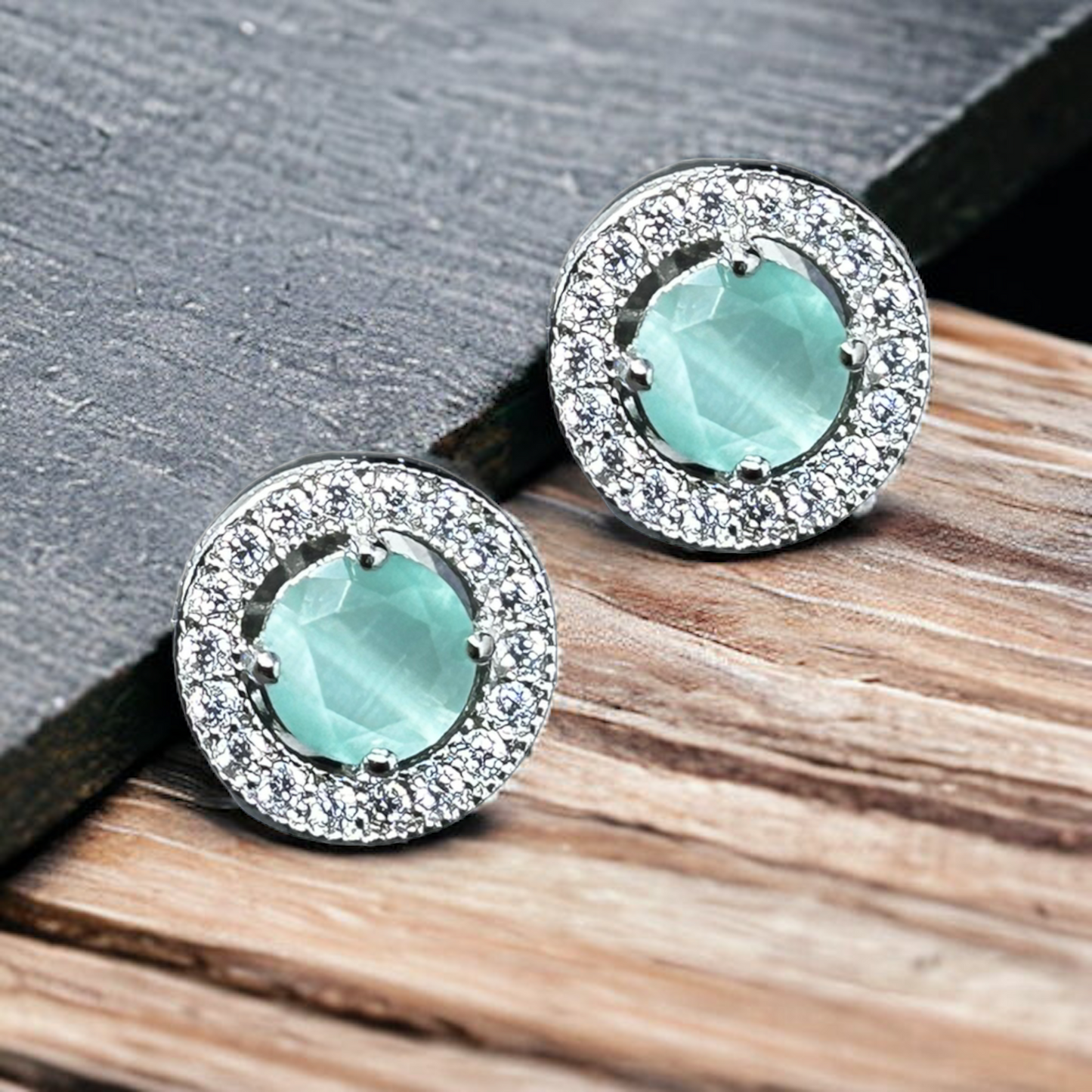 Round CZ Diamond Stud Earrings